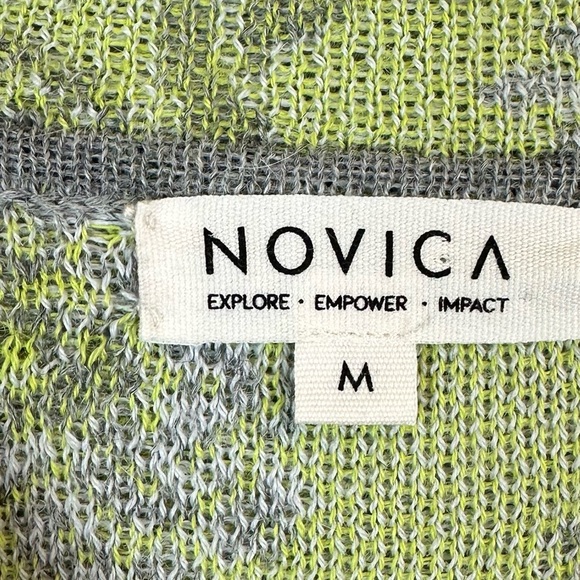 Novica Alpaca Gray Floral Long Cardigan Coat M - Picture 3 of 15